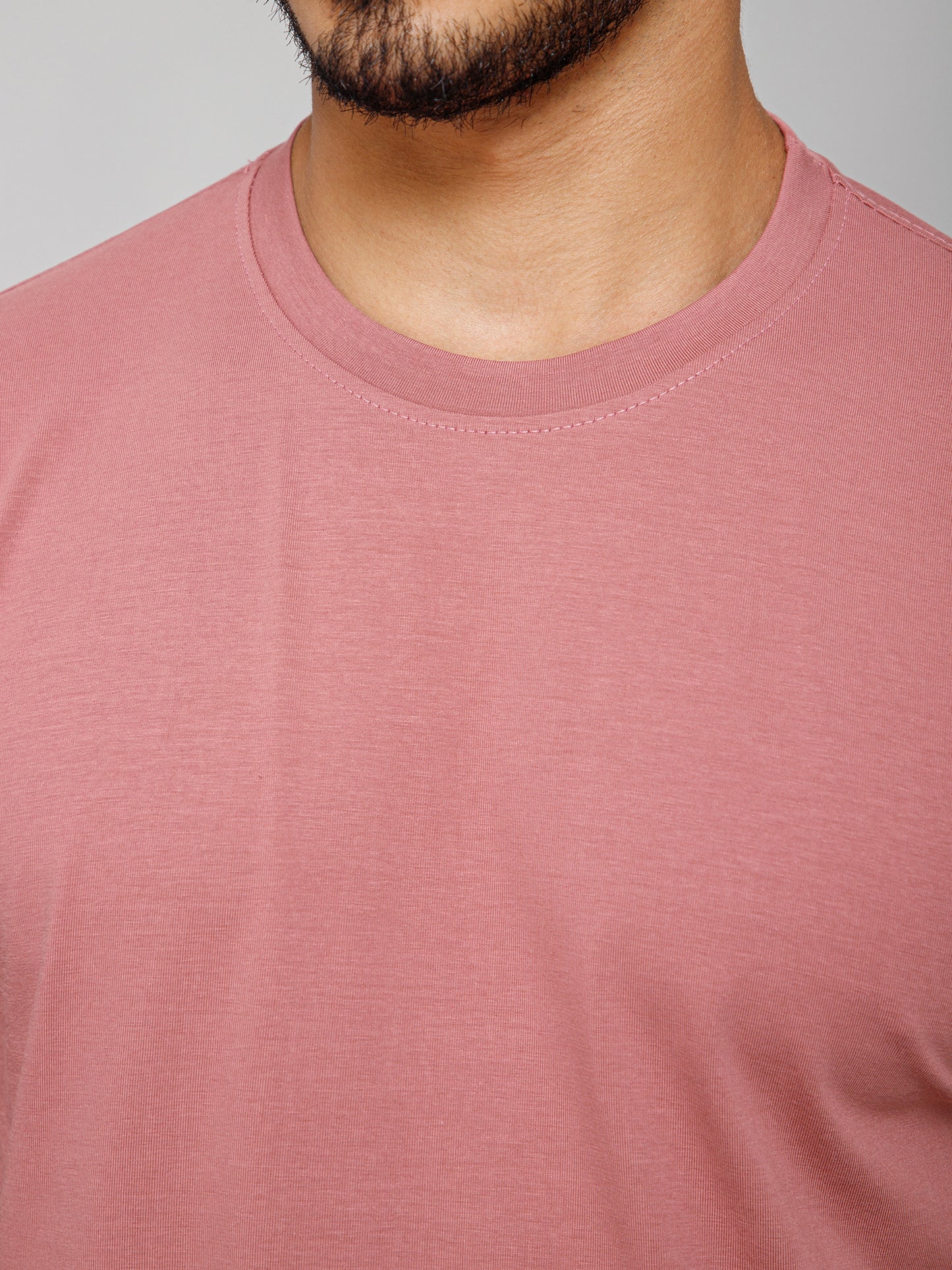 Plain Cotton Lycra Dusty Pink T-shirt