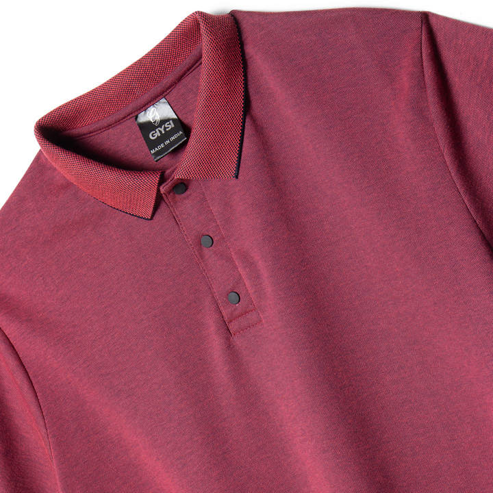 Cross Knit Maroon Polo T-shirt