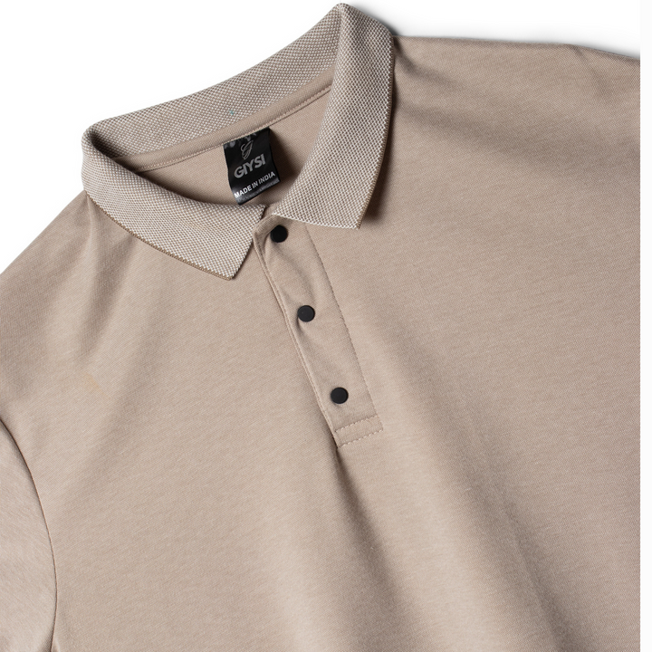 Cross Knit Beige Polo T-shirt