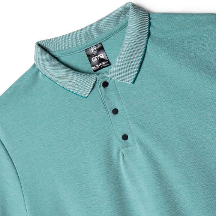 Cross Knit Sea Green Polo T-shirt