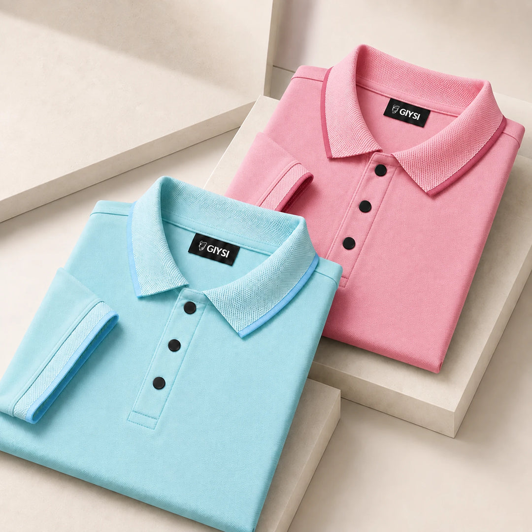 Cross Knit Polo T-Shirt Combo (Sky & Pink)