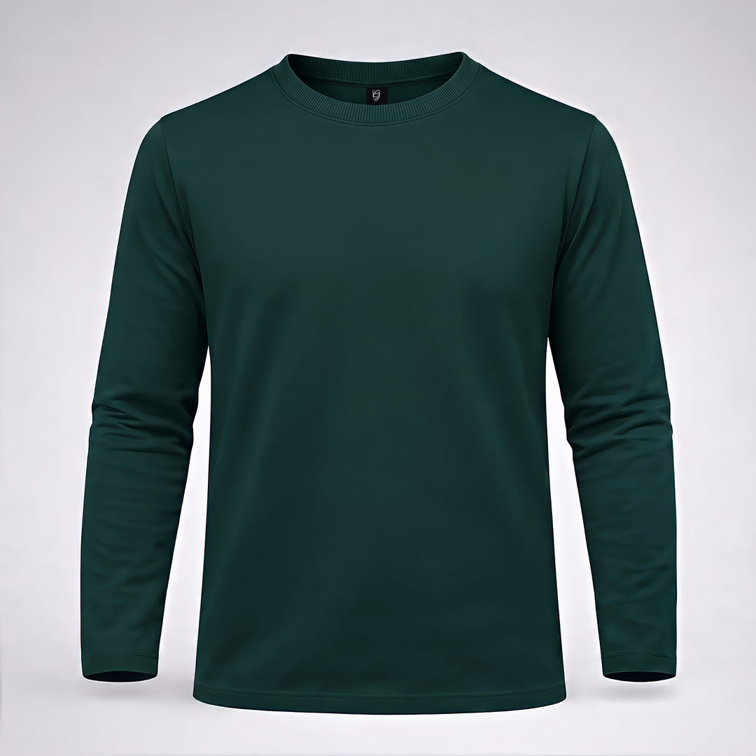 Classic Deep Turquoise Cotton Full-Sleeve T-Shirt