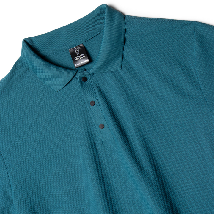 Textured Teal Blue Polo T-shirt