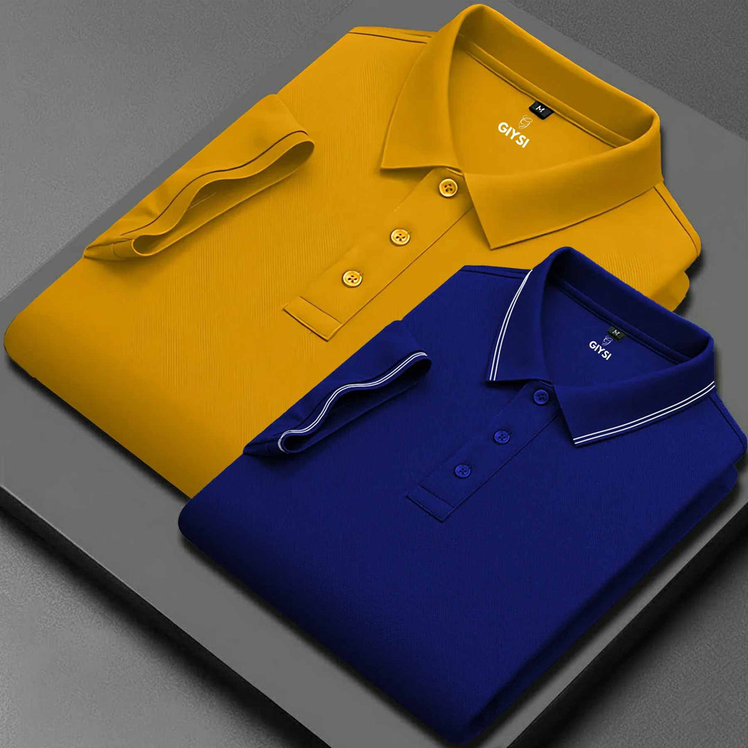 Men’s Cotton Polo T-Shirt Combo(Mustard and Royal)