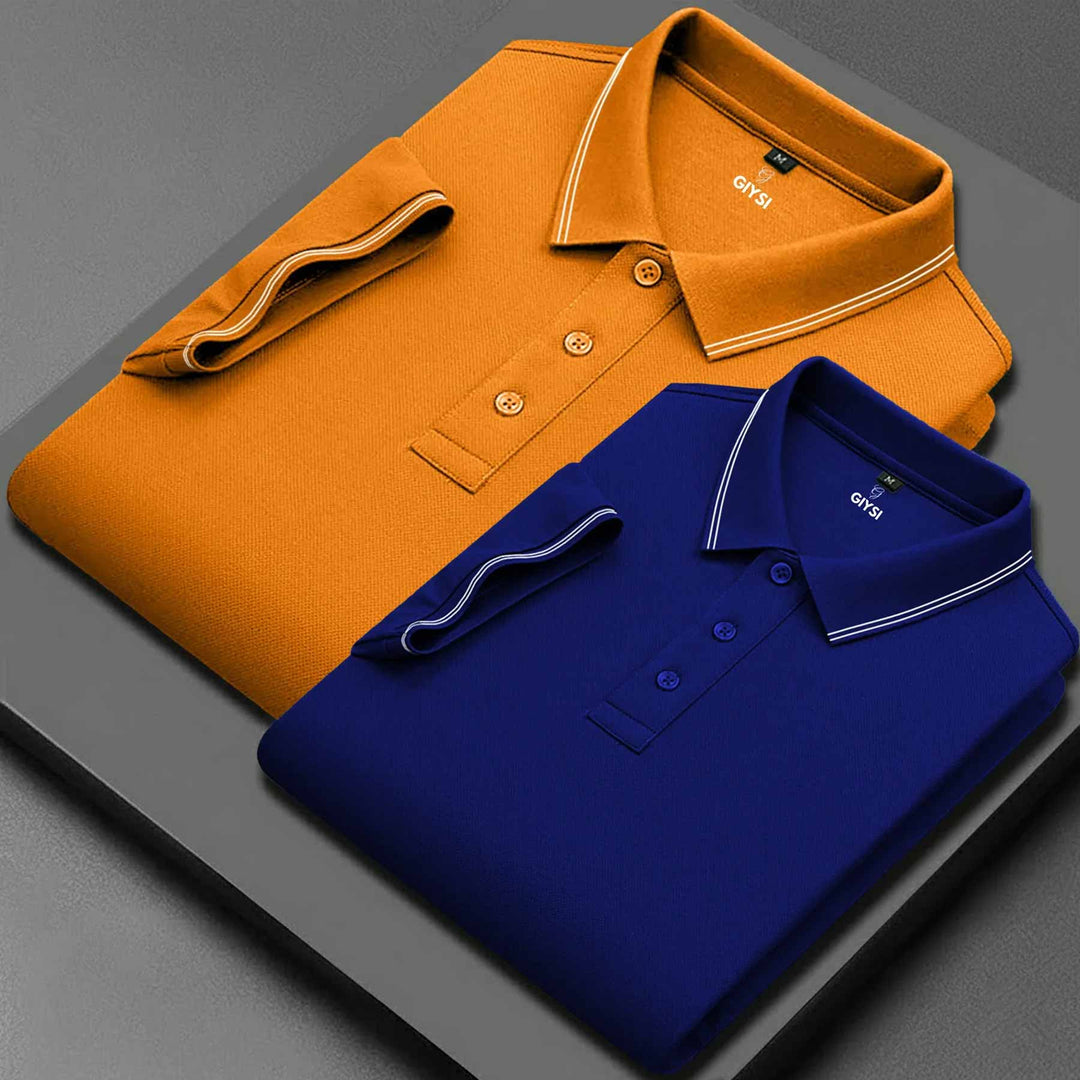Men’s Cotton Polo T-Shirt Combo(Orange and Royal)