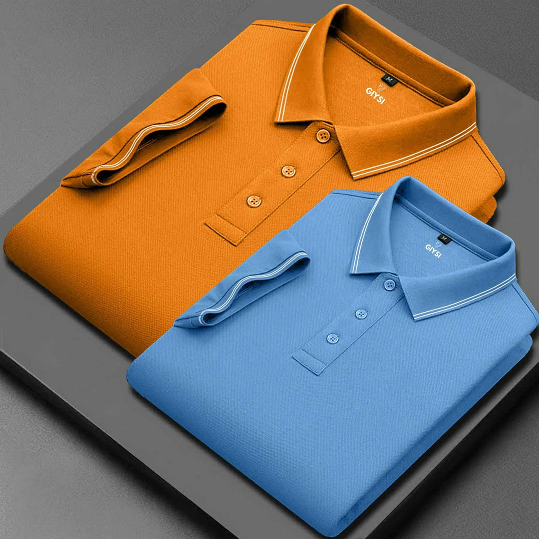 buy Men’s Cotton Polo T-Shirt Combo(Orange and Sky)