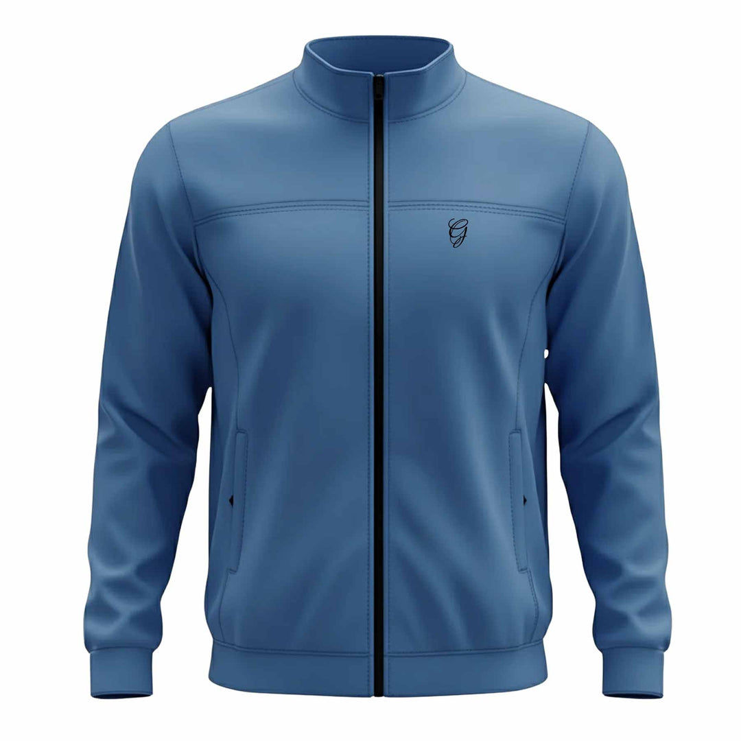 Men’s Premium Blue Polyester Zip-Up Jacket