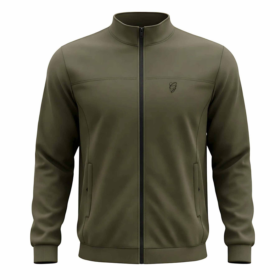 Men’s Premium Bottle Green Polyester Zip-Up Jacket