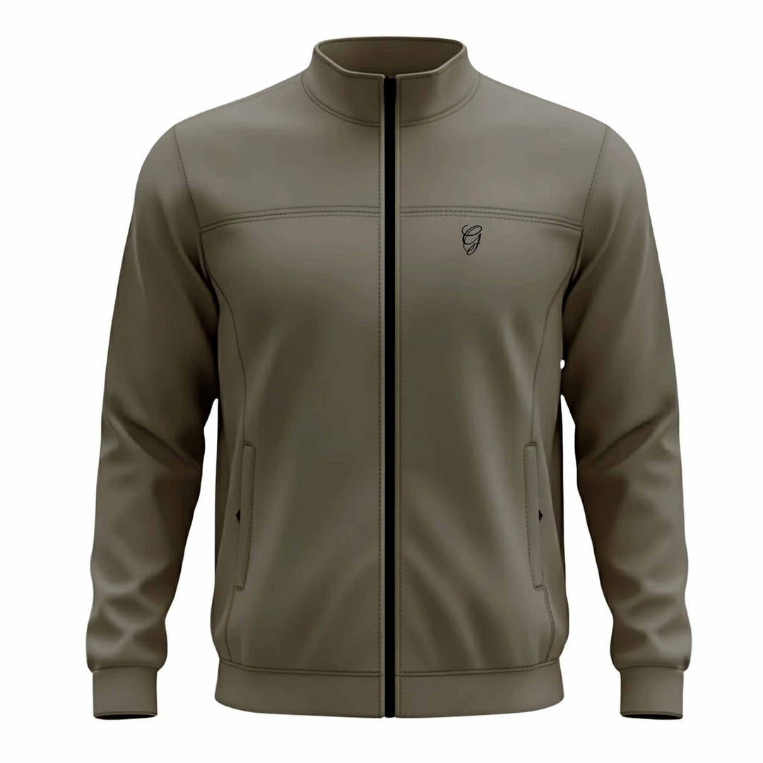 Men’s Premium Brown Polyester Zip-Up Jacket