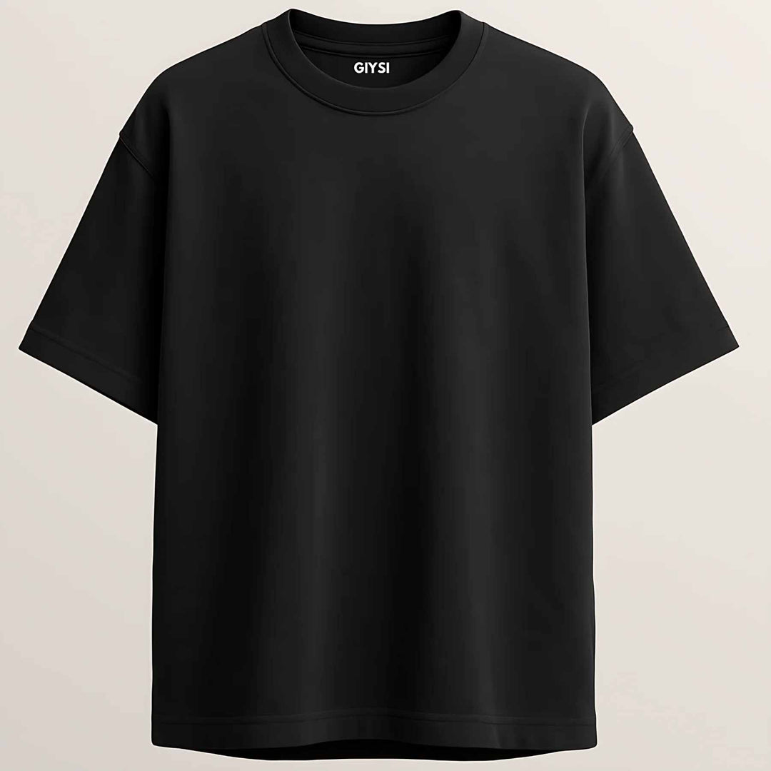 Oversized Black Solid Cotton T-shirt
