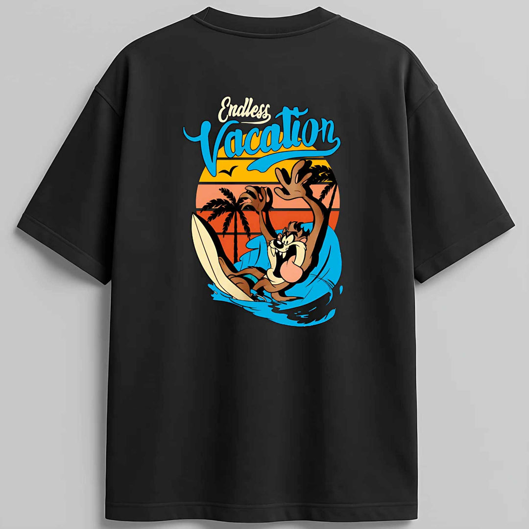 Buy Oversized Print Black Cotton T-shirt