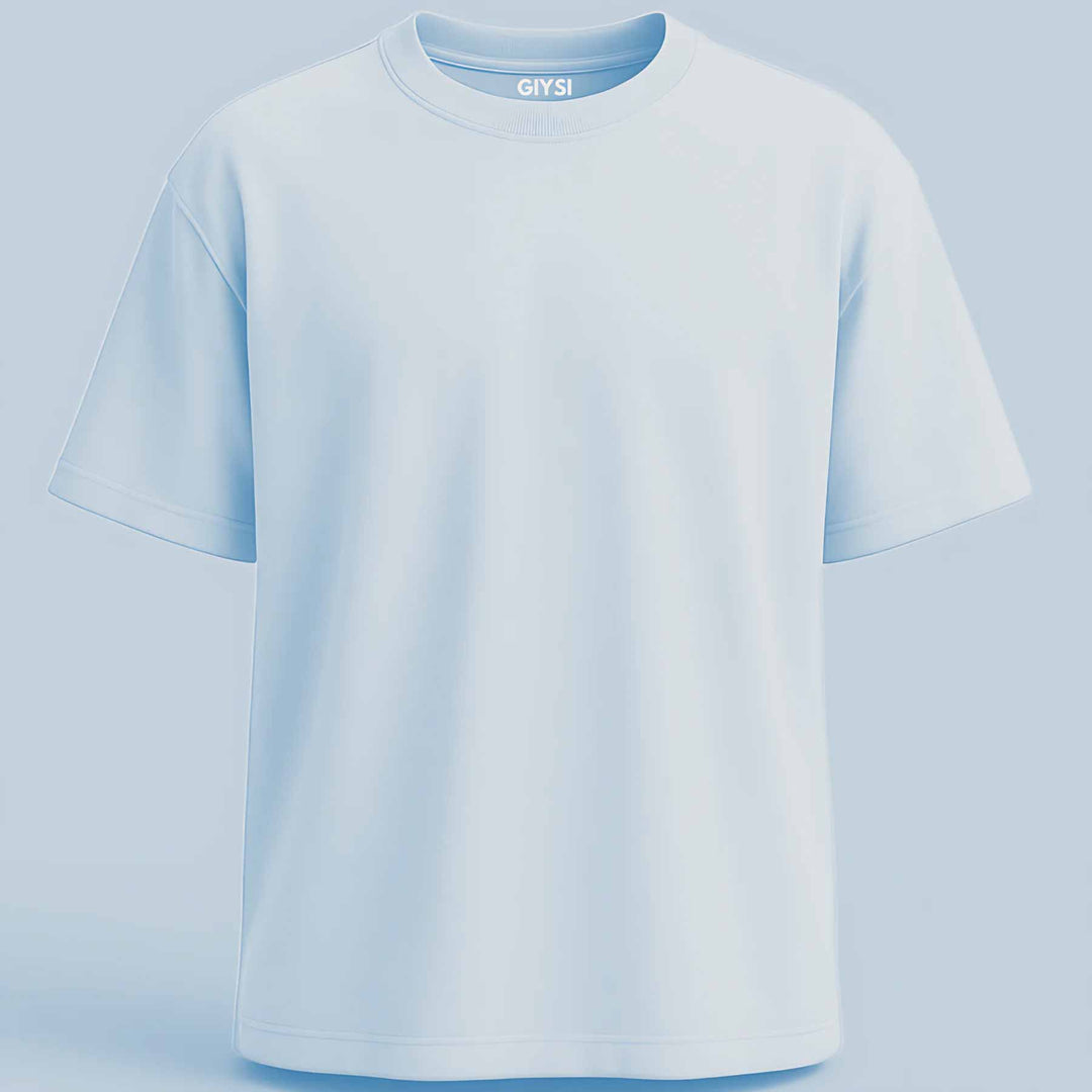 Oversized Solid Sky Blue Cotton T-shirt