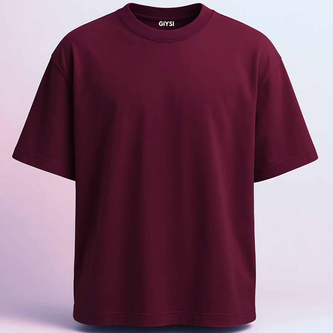 Oversized Solid Wine Cotton T-shirt