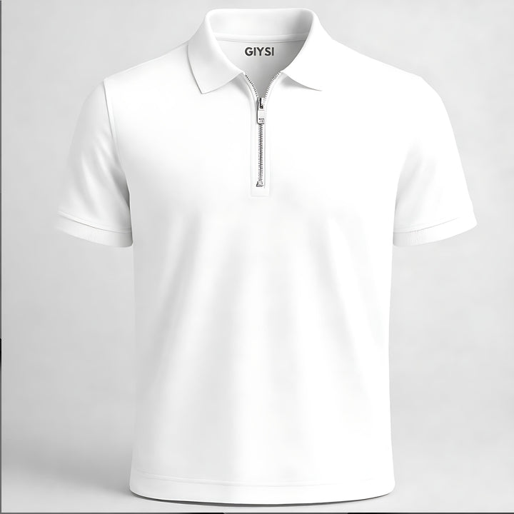 White Zip Polo T-shirt