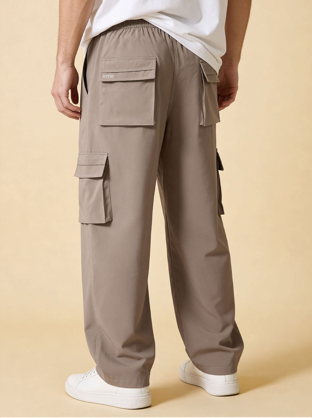 Beige Oversized Cargo Pants
