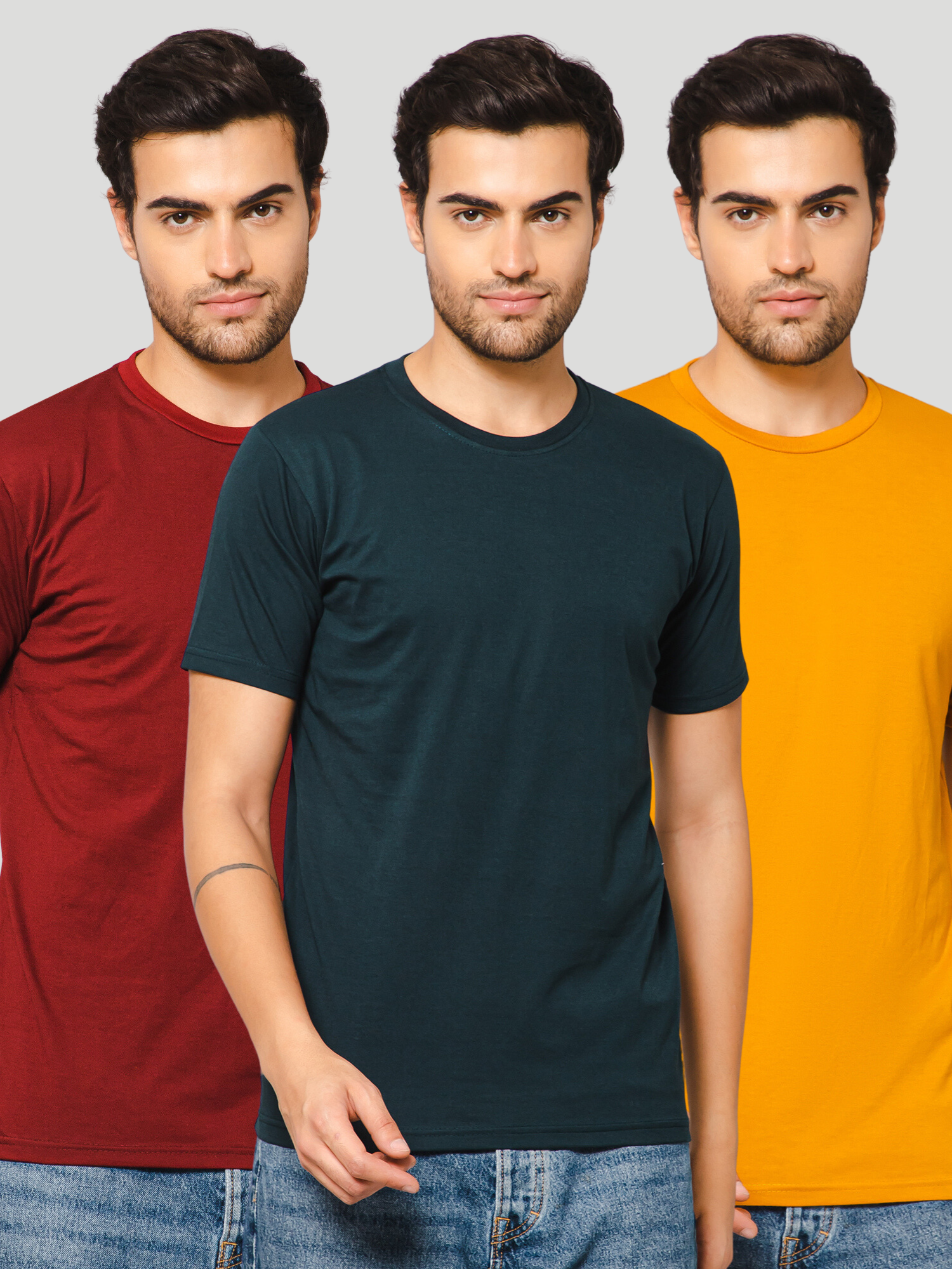 Derby Combo Pack of Men's Round Neck Casual T-shirts – Cupid Clothings