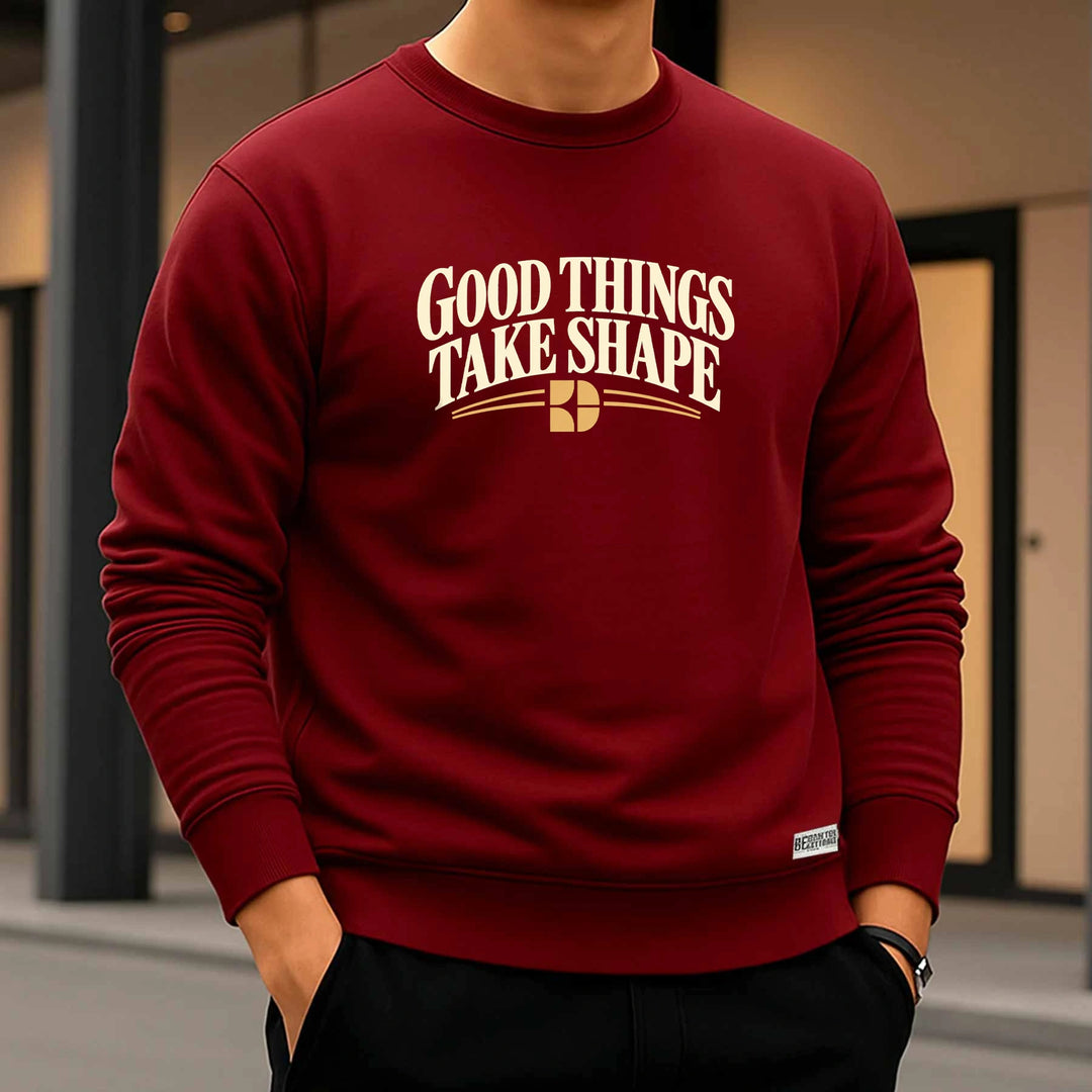 Good Things Take Shape Graphic Sweatshirt – Maroon