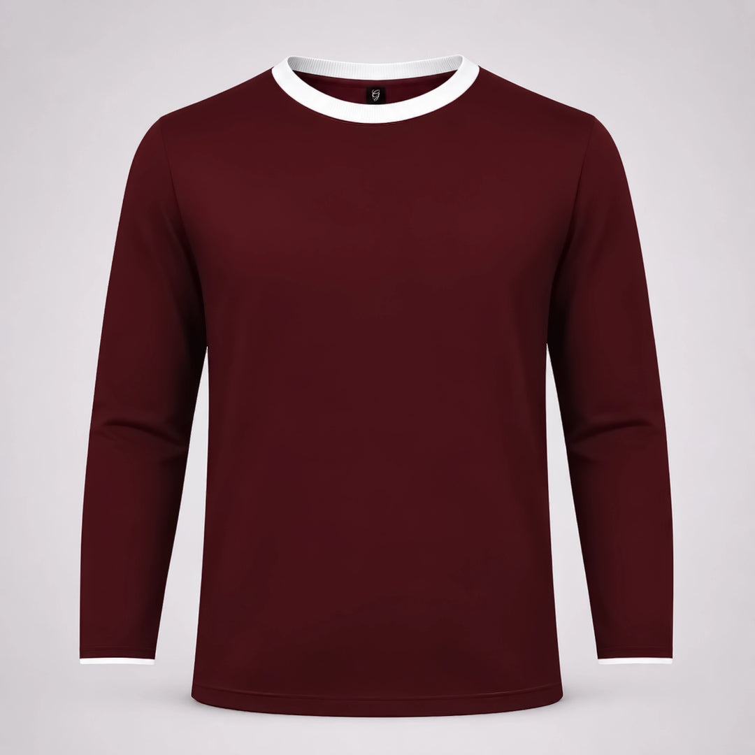 Cotton Maroon Full Sleeves T-shirt