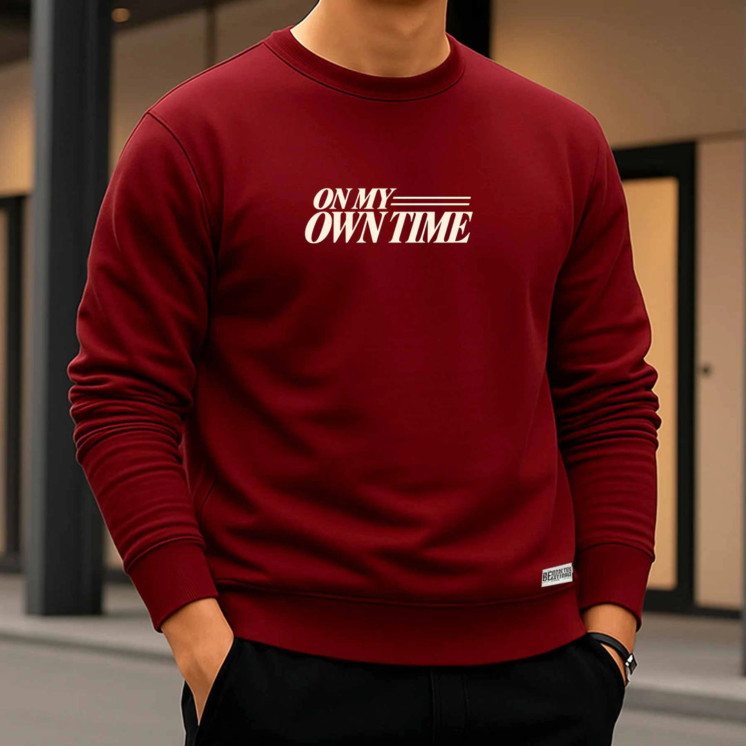 On My Own Time Graphic Sweatshirt – Maroon