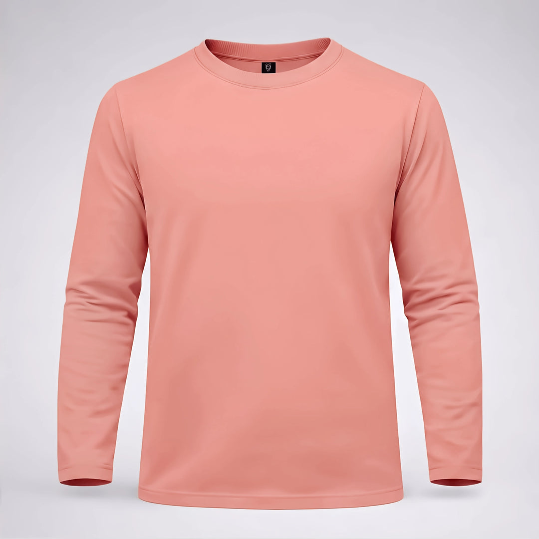 Classic Peach Cotton Full-Sleeve T-Shirt