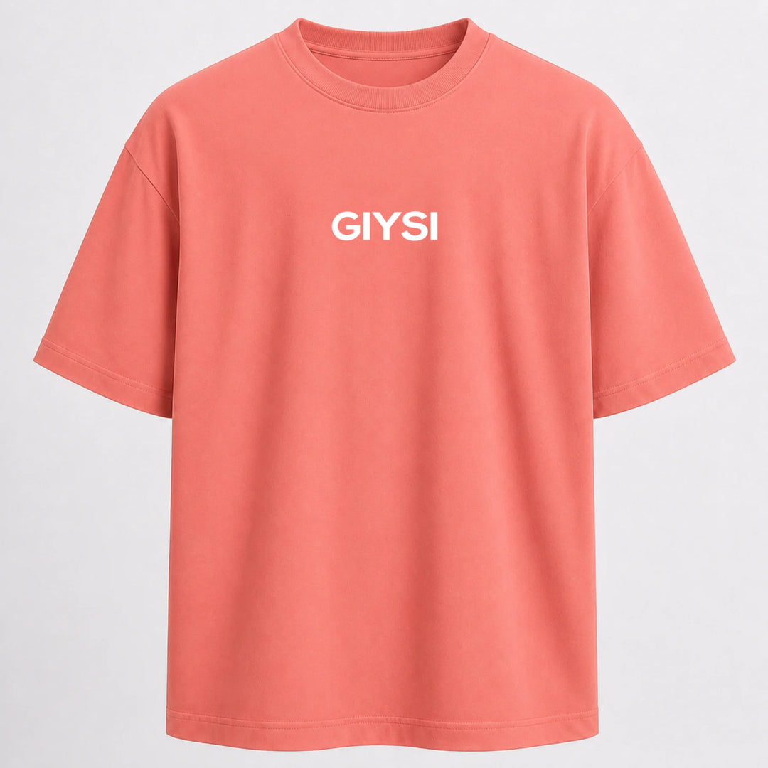 Oversized Print Peach Cotton T-shirt