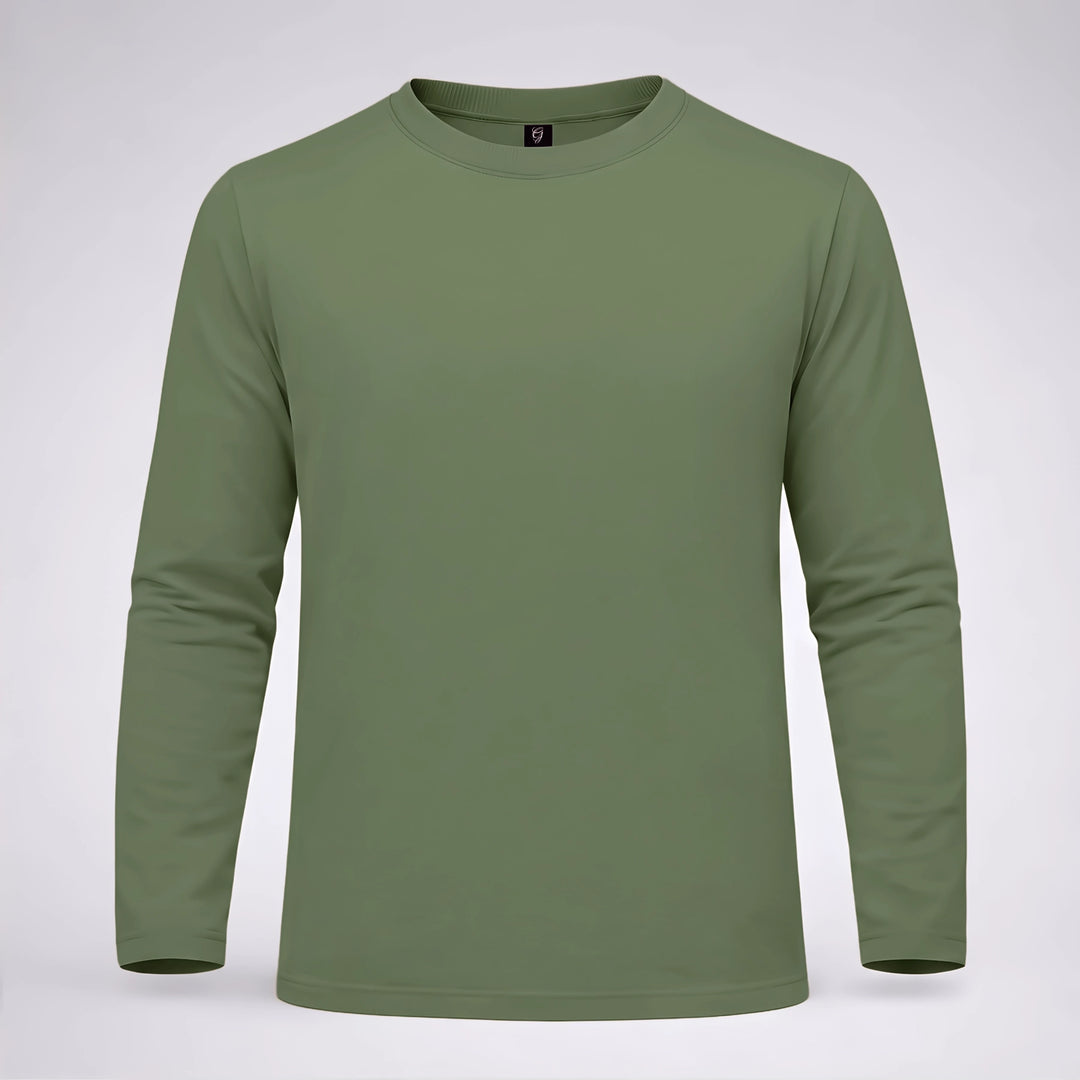 Classic Bottom Green Cotton Full-Sleeve T-Shirt