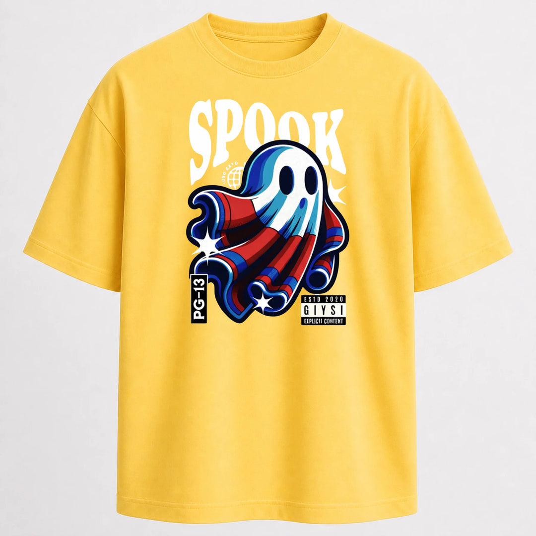 Oversized Print Yellow Cotton T-shirt