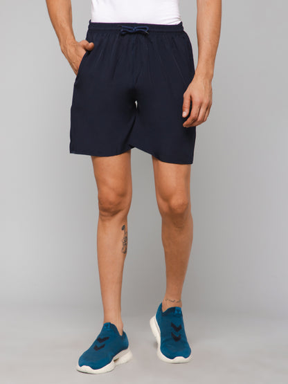 Solid Navy Shorts with Zip Pockets