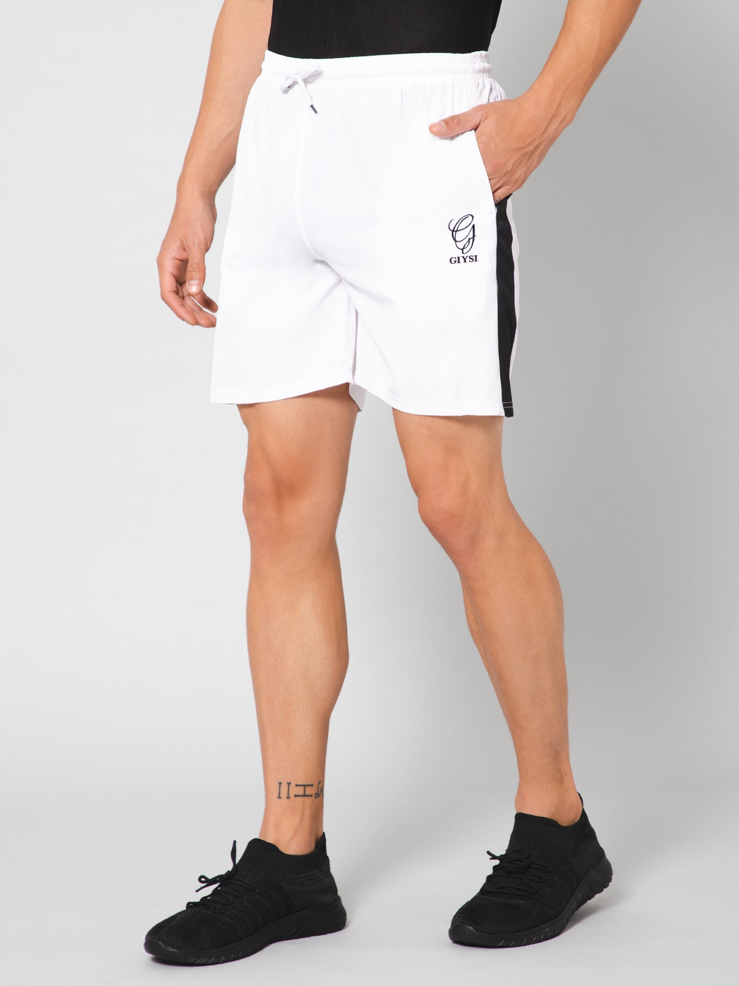 White Shorts with Black Stripes