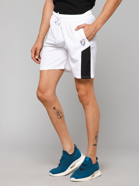 White Color Block Shorts