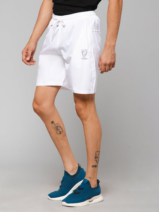 Solid White Shorts with Zip Pockets
