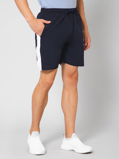 Stripe Navy Shorts with Zippers