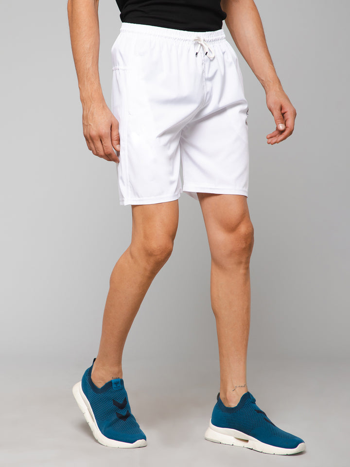 Solid White Shorts with Zip Pockets