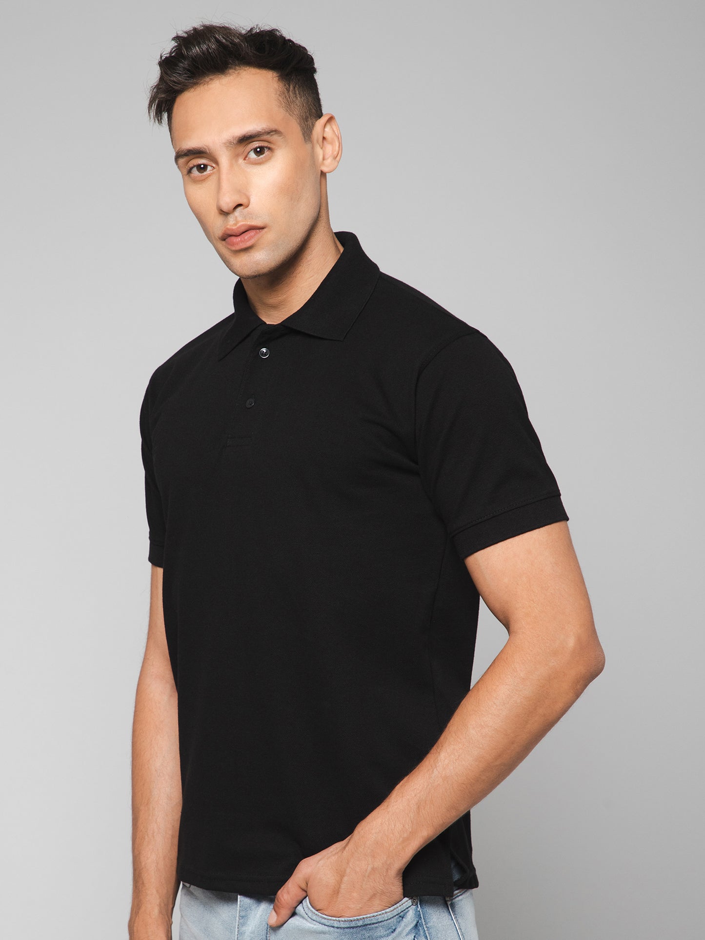Black Polo Cotton T-shirt