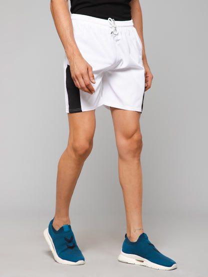 White Color Block Shorts