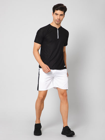 White Shorts with Black Stripes