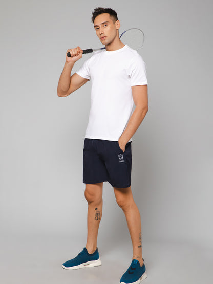 Solid Navy Shorts with Zip Pockets