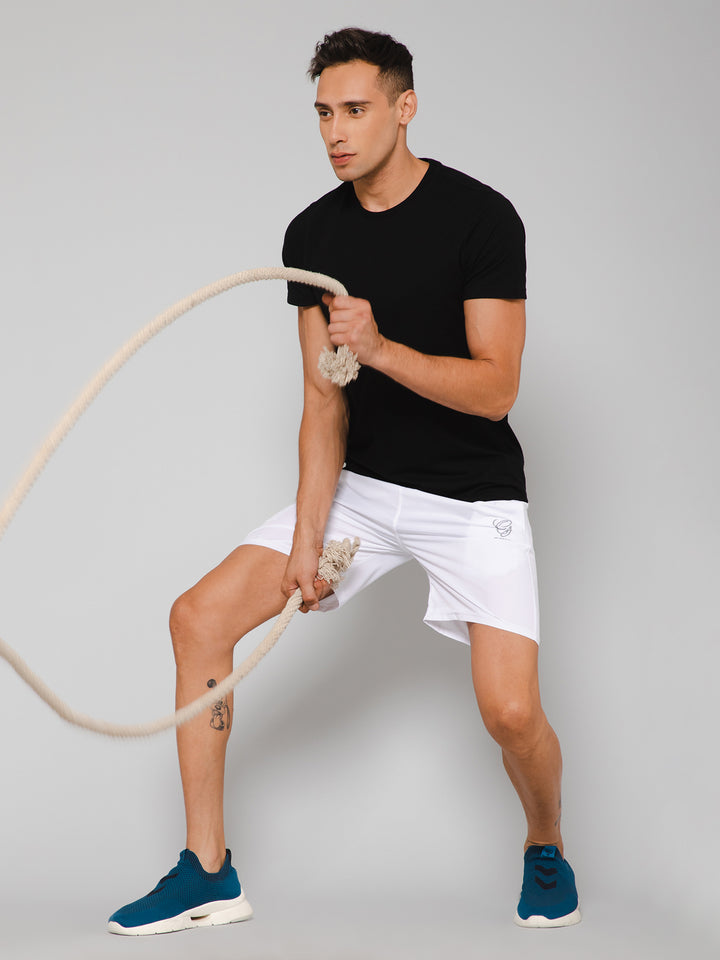 Solid White Shorts with Zip Pockets